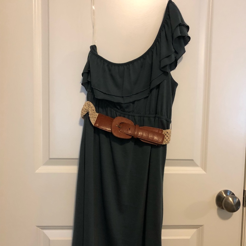 One shoulder dress with belt